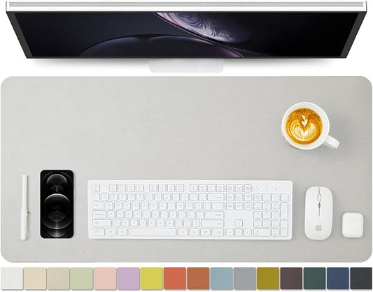 HOMIEAZICOZI Leather Desk Mat - Non-Slip PU Pad for Office and Home Organization Accessories Ideal Large Mouse Mats on Top of Desks (Silver,31.5''x 15.7'') (DPD-Sil-M)