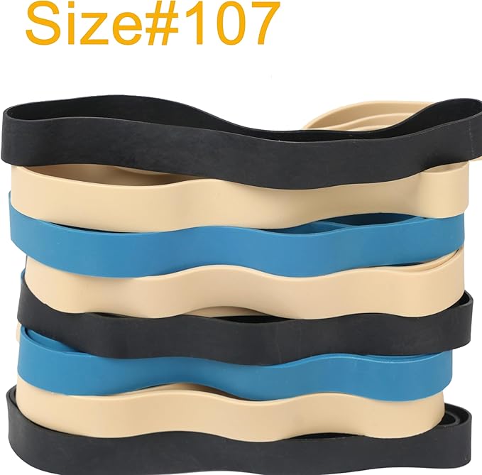 Rubber Bands Size#107 Heavy Duty Big Wide rubber band 30PCS Elastic Bands for Office Supply Trash Can File Folders Litter Box Rubber Bands (Black,blue,light brown)