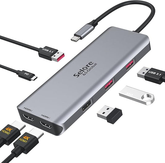 Docking Station for MacBook Pro/MacBook Air M1 2020 2019 2018 13" 15" 16", USB C Docking Station Dual Monitor, USB C Hub with 3 * 10Gbps USB Port, 100W PD Charging