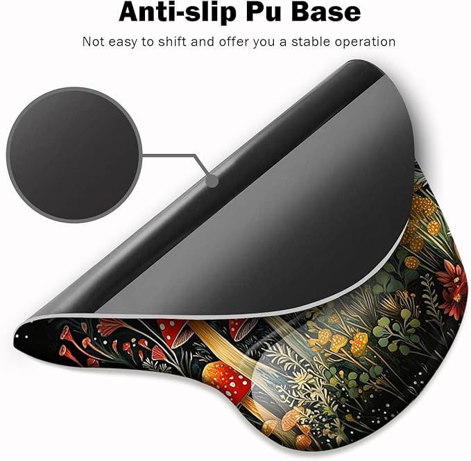 Ergonomic Mouse Pad with Wrist Support,Mouse Pad with Wrist Rest and Coaster Set,Office Supplies Non-Slip Mouse Pads for Desk, Non-Slip Comfortable,Mushroom Star