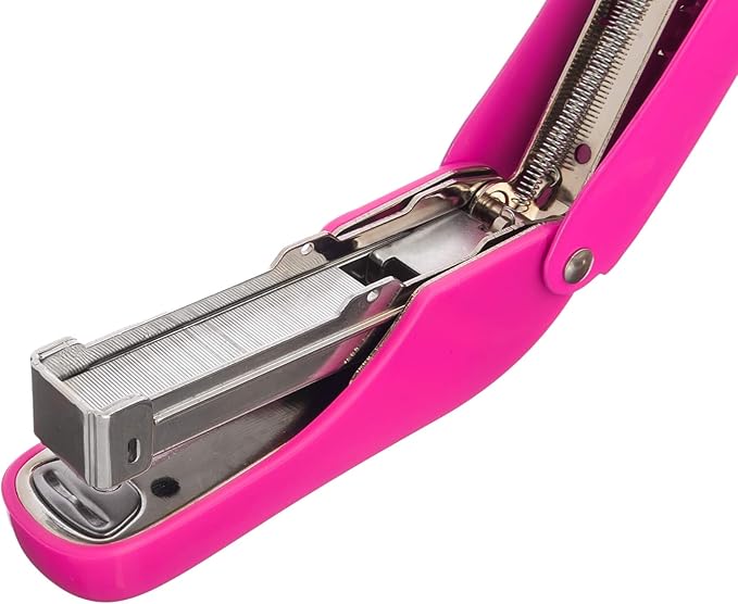 Praxxis Pro Office Supplies - Aria-Plus Half-Strip Mini Stapler - Durable, Compact, and Colorful Stapler for Office and Travel Use, Compatible with Standard 26/6 Staples, Pink