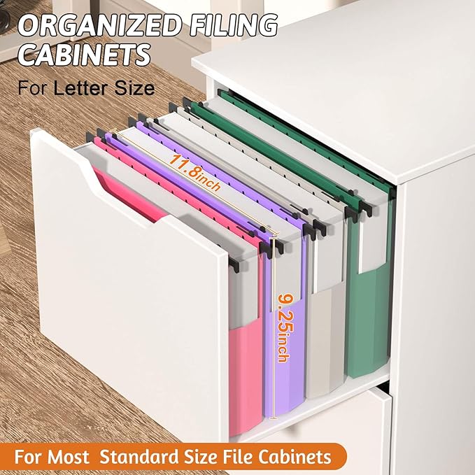 Plastic Extra Capacity Hanging File Folder,12 Pack Expanding Hanging File Folders Letter Size, Heavy Duty Folders 2 Inch Expansion, Reinforced Hanging Folders Designed for Bulky Files(Colorful)