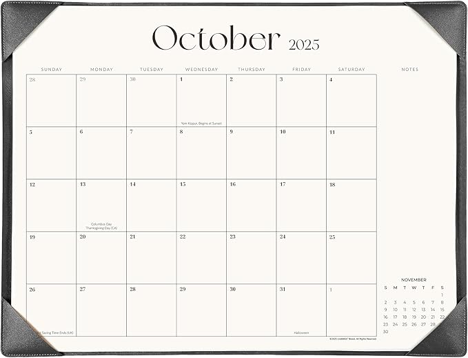 Simplified Desk Calendar 2026 with Desktop Mat, Cabbrix Large Desk Pad Calendar 21" x 16-1/2" Including January 2026 to December 2026, Desk Blotter Calendar 2026 for Home School and Office (Black)