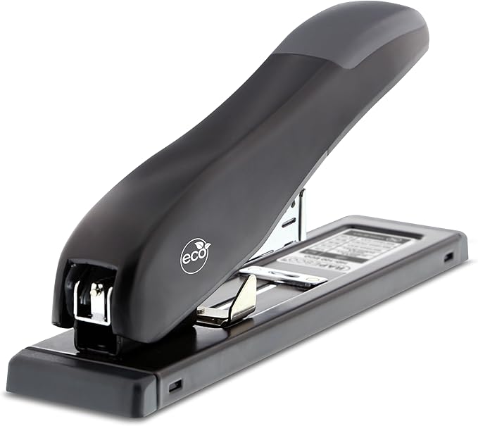 Rapesco 1307 ECO Heavy-Duty Stapler with 2000 Staples Type 923/10mm (3/8"), 100 Sheet Capacity, Uses Type 923 (1/4" to 1/2") and Type 24 High-Capacity (1/4" and 5/16") Heavy-Duty Staples, Black