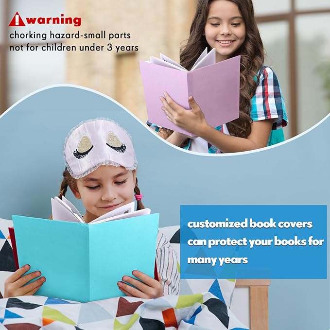 PerKoop 12 Pcs Jumbo Book Covers Stretchable Fabric School Book Protector Reusable Washable Cover Protector for Most Hardcover Textbooks(Vivid Colors,6 x 9 Inch)