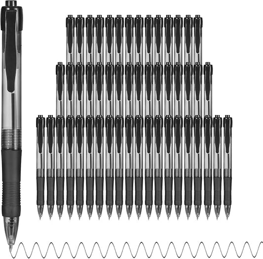 deegtran Pens Bulk, 50 Pack No Bleed Black Ink Click Pens with Soft Grip, Wholesale Retractable Ballpoint Pens for Office School, Medium Point Smooth 1.0MM