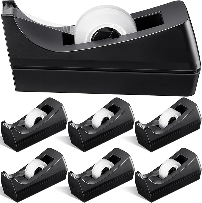 6 Pack Desktop Tape Dispenser Tape Roll Non Skid Base Tape Dispensers for Office Home School (Tape Not Included)
