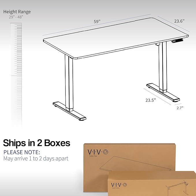 VIVO Electric 60 x 24 in Standing Desk, Memory Height Adjustment, 1B Series, One-Piece White Top, White Frame, DESK-KIT-1W6W
