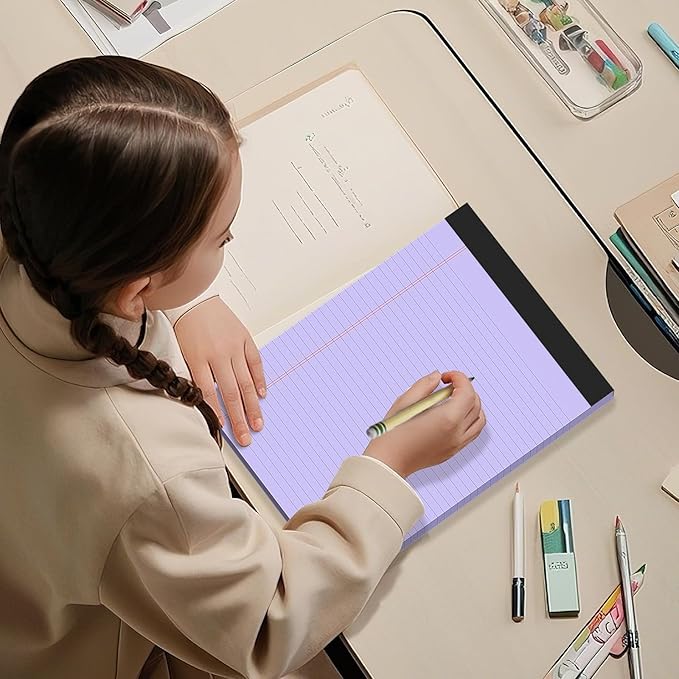 300 Sheets Purple Legal Pads 8.5 x 11 College Ruled Paper 6-Pack Note Pad Narrow Ruled 50 Sheets per Notepad Perforated Writing Pad Durable Sturdy Back 8x11 Pads of Paper