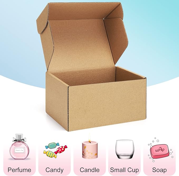 Shipping Boxes 6x4x3 inches Small Mailing Boxes 25 Pack Brown Cardboard Corrugated Box Mailers