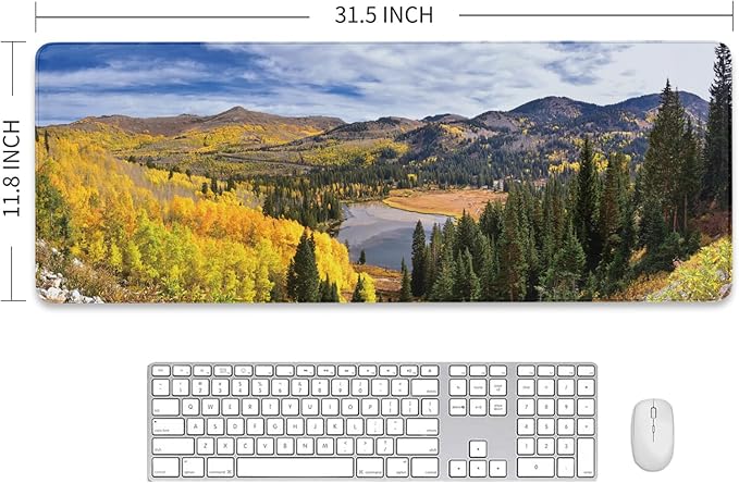 Big Cottonwood Canyon Non-Slip Desk Pad, Desk Mat with Seamed Edges, Utah Landscape Gaming Mouse Pad, Keyboard Pad, Mouse Mat for Work, Game, Office, Home, 31.5 X 11.8 Inch, 3mm Thick
