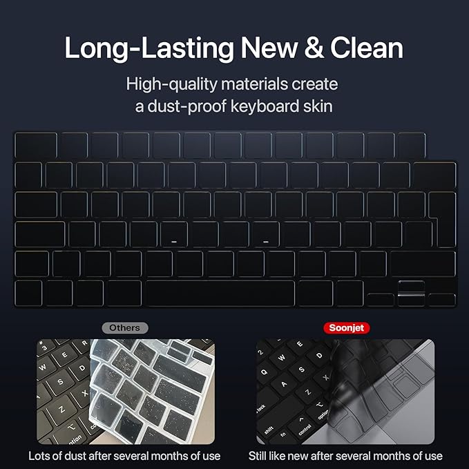 Compatible with MacBook EU/UK Layout Keyboard Cover, Premium Ultra Thin Protector for 2025-2021 M4/M3/M2/M1 Pro/Max MacBook Pro 14/16, M4/M3/M2 MacBook Air 13/15
