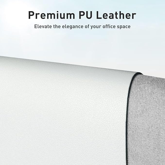 Aothia Faux Leather Desk Mat – Large Mouse Pad, Non-Slip PU Leather Blotter, Waterproof Writing Surface for Office and Home (Barely Grey, 47.2" x 23.6")