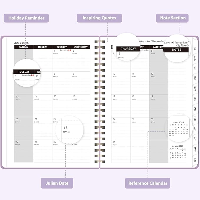 Planner 2025-2026, Weekly and Monthly Calendar Academic Planner (July 2025 - June 2026), Hardcover Teacher School Student Agenda with Tabs, Ideal for School Office Supplies, A5 (6.3" x 8.5")