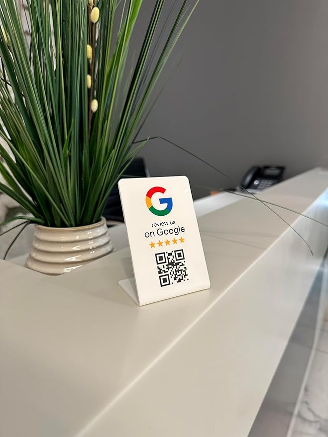 Google Review Stand - NFC & QR Code, Easy Setup, For All Businesses (1-Pack)