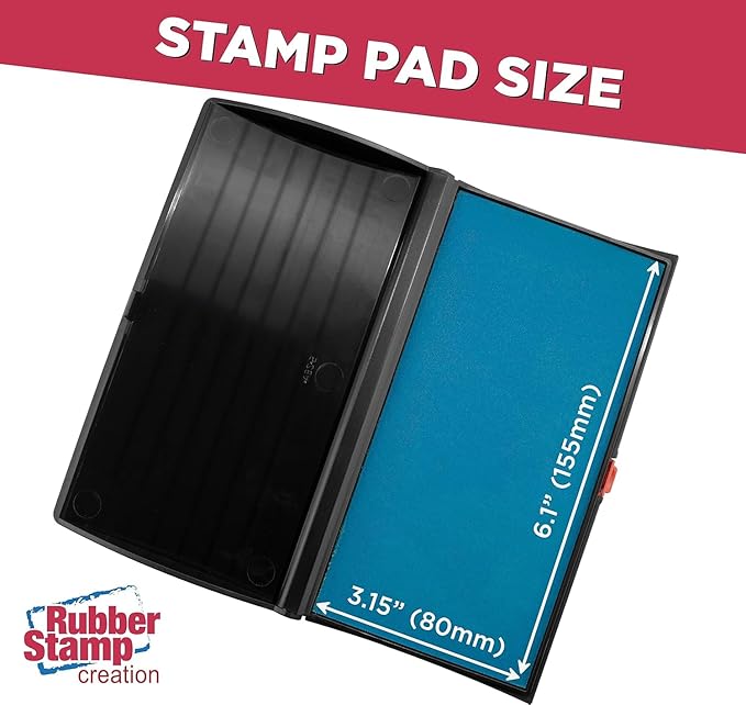 Large Premium Light Blue Ink Stamp Pad - 3" by 6" - Quality Felt Pad - Case with Closing snap