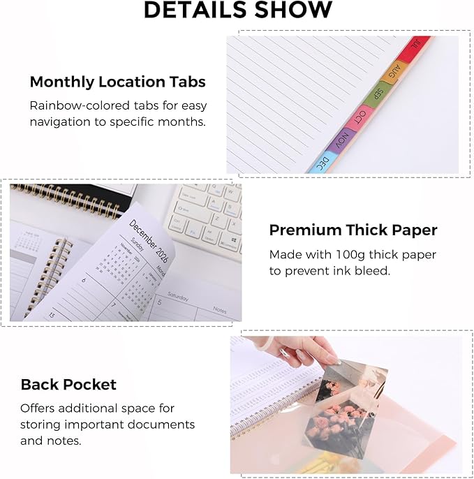 SKYDUE 2026 Appointment Book, 8.5" x 11", Hourly Planner with 15 & 30-Minute Increments, Weekly & Monthly Planner for January - December 2026, Perfect for Daily Planning Pink