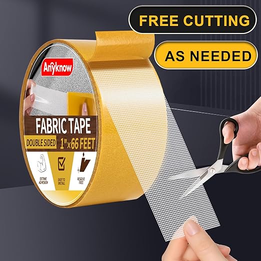 Heavy Duty Double Sided Mesh Tape - Professional Strong Hold Removable Tape for Rug, Carpet, Wall & Clothing, No Residue and No Damage Guaranteed (3 Rolls, 3/4" x 66FT)