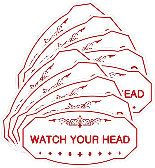 Signs ByLITA Victorian Watch Your Head Sign (White/Red) - Small 10 Pack