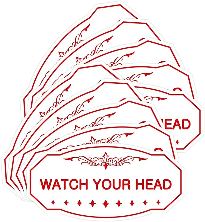 Signs ByLITA Victorian Watch Your Head Sign (White/Red) - Medium 10 Pack