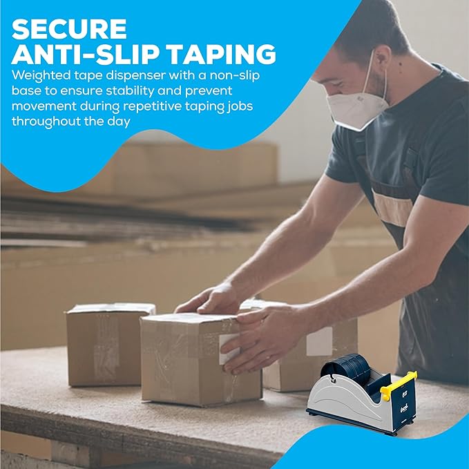 Excell EX-17/3IN JVCC EX-17 Steel Desk Top Tape Dispenser: 3" Wide, Blue/Grey + LuxProdX Sticker