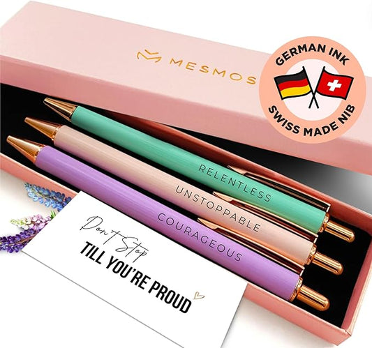 MESMOS Fancy Pen Set - Inspirational Gifts for Women, Office Motivational Writing Pens for Boss Lady, Unique Click Pens for Servers and Promotions