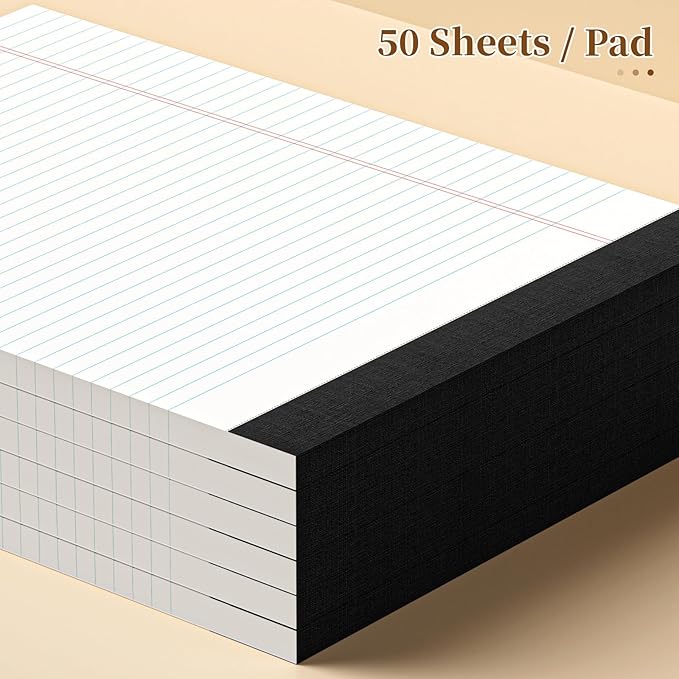 300 Sheets Legal Pads 8.5 x 11 College Ruled 6-Pack White Paper Note Pad Narrow Ruled 50 Sheets per Notepad Perforated Writing Pad Sturdy Back 8x11 Legal Pads Pads of Paper