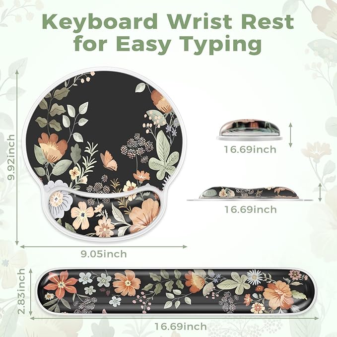 iCasso Silicone Wrist Rest for Keyboard and Mouse,Cool Soft Computer Wrist Support Hand Arm,Gel Keyboard Cushion for Typing Pain Relief,Ergonomic Design Mouse Pad for Women Girl
