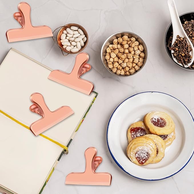 FINDMAG 8 Pack Chip Clips Food Bag Clips Heavy Duty Food Bag Clamp, 3 Inch Wide Stainless Steel Chip Metal Hinge File Clamps