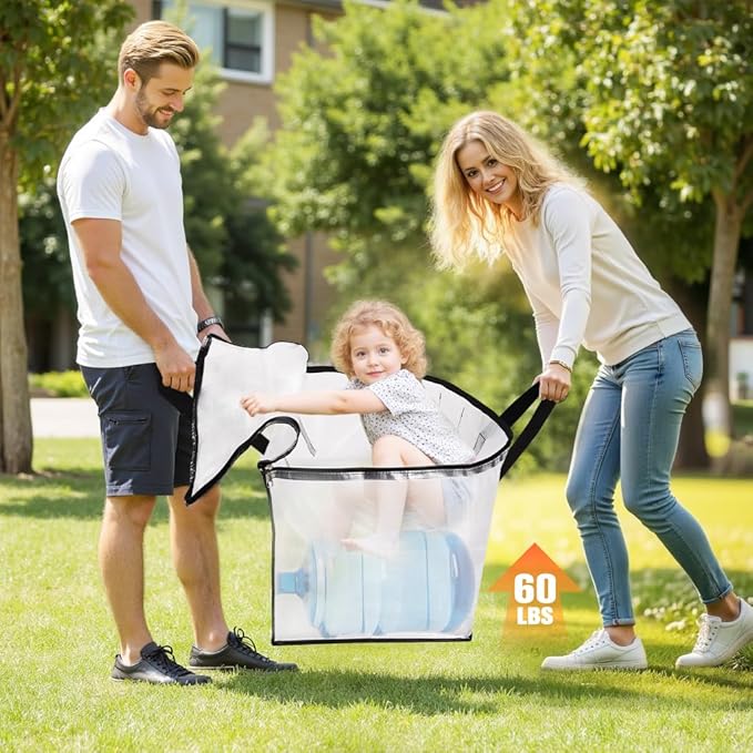 Extra Large Heavy Duty Moving Bags, Storage Bags with Strong Zippers & Handles, Packing Bags for Moving Essentials, Ideal Storage Tote for Home, Dorm & Storage Solutions, 93L, 4 Packs, Clear