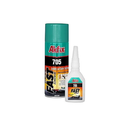 Akfix - GA055 705 Fast Adhesive CA Glue (0.7 oz.) with Activator (3.38 fl oz.) [Clear Super Glue Adhesive and Accelerator Spray]