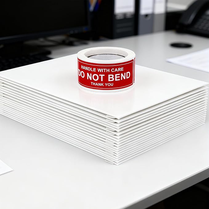 100 Pack 5x6.95" Rigid Mailers Cardboard Envelopes, 400GSM Photo Mailers Shipping Envelope with "DO NOT BEND" Labels, Small Stay Flat Self Seal Document Envelope for Trading Cards- White