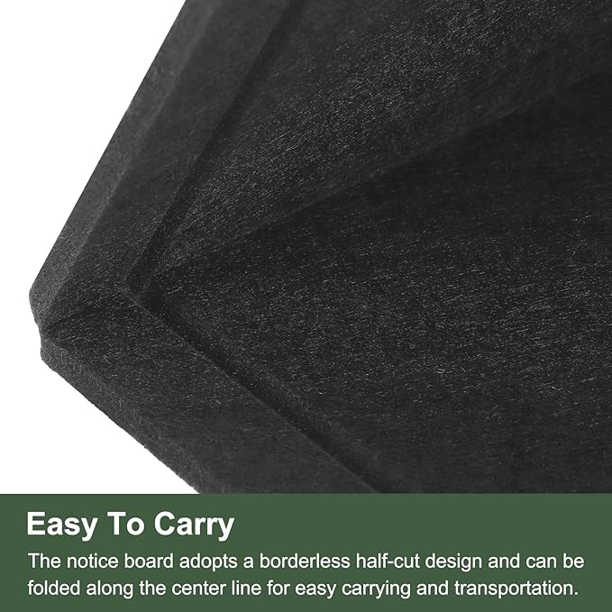 YOKIVE Felt Bulletin Board, 35 x 17.5 -Inch Foldable Decorative Pin Board Self Adhesive Felt Cork Board with 20 Pushpins, Great for Wall, Photo Display, Paste Note, Schedule(Black)