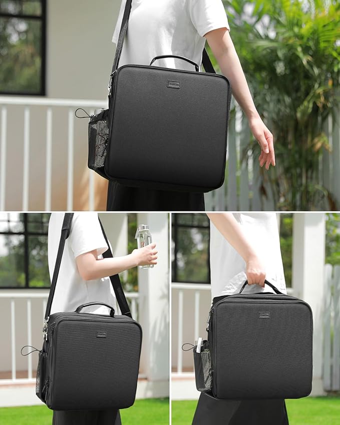 Zipper Binder, 3 Inch D-Ring 3 Ring with Water Bottle Holder,700 Sheet Capacity-Multiple Pockets,Binder with Strap for School/Office, Fit for 13" Tablet/Laptop,Patent Design-Black