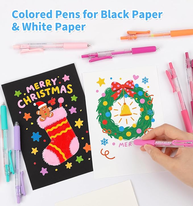 Gel Pens For Coloring, 90 Colors Retractable Colored Pens for Black Paper & White Paper, 0.7mm Fine Point Colorful Pens for Coloring, Writing, Drawing, Journaling, Note Taking, School, Office, Home