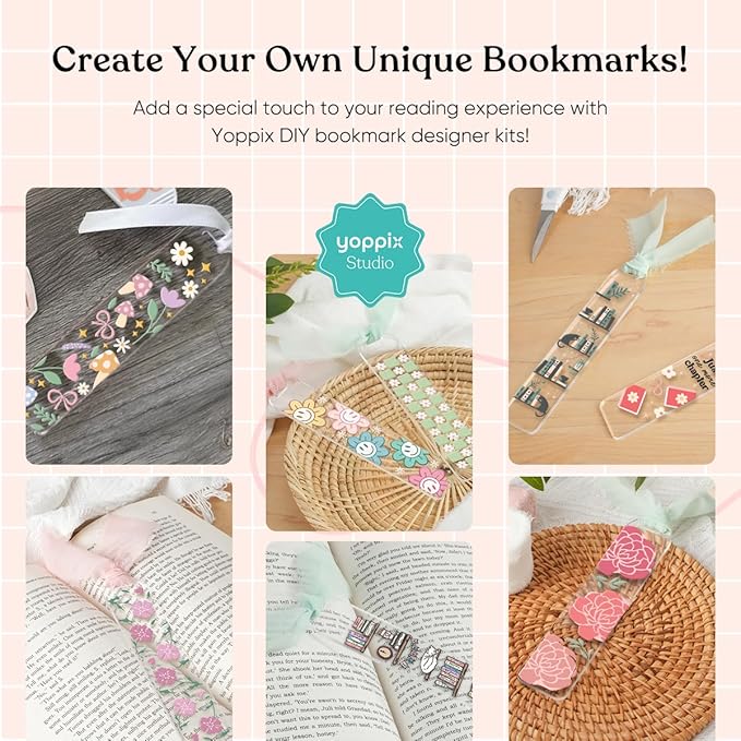 15 Pieces Acrylic Bookmark Blanks (3mm) Thicken Bookmark Making Kit with 20 Pcs Book Lover UV DTF Sticker, 15 Pcs Ribbon, Suitable for DIY Your Crafts Gifts