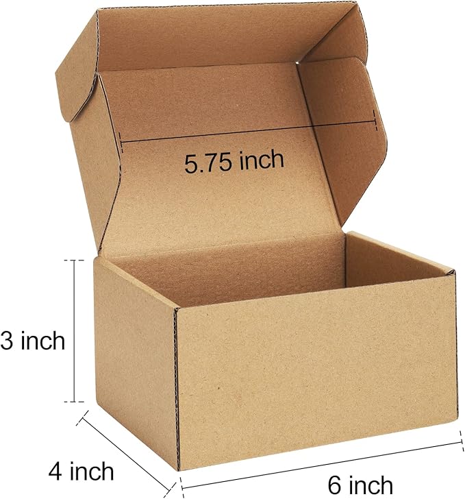 Shipping Boxes 6x4x3 inches Small Mailing Boxes 25 Pack Brown Cardboard Corrugated Box Mailers