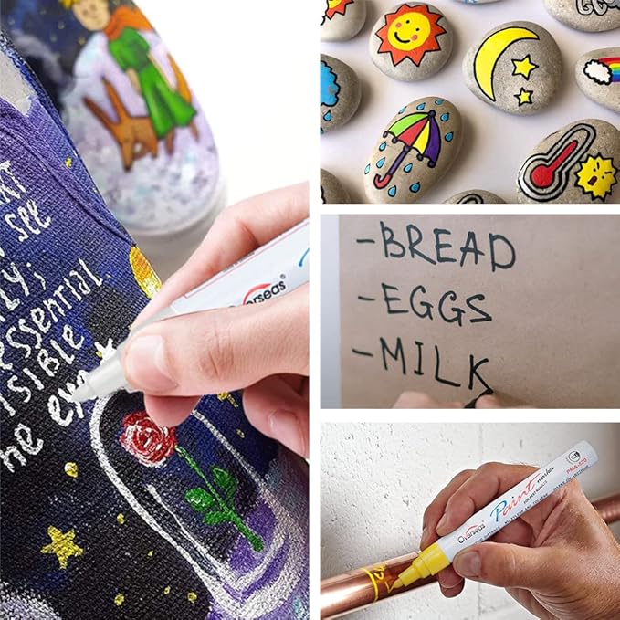 Paint Pens Paint Markers - Red Permanent Markers 8 Pack, Oil Based Waterproof Quick Dry Medium Tip Marker Pen for Metal, Wood, Fabric, Plastic, Rock, Stone, Mugs, Canvas, Glass, Art Craft