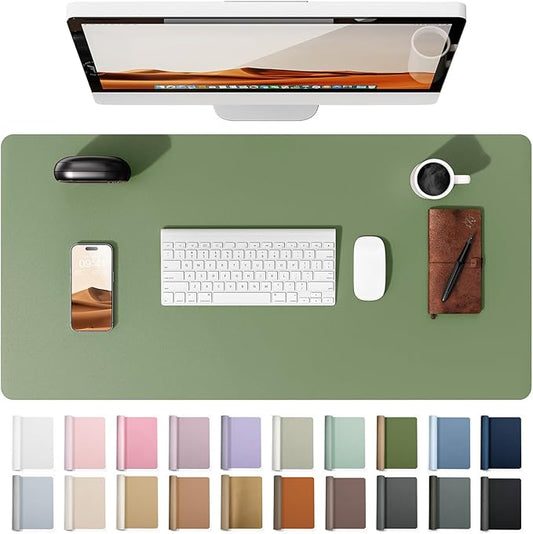 YSAGi Leather Desk Protector, Office Mat, Large Mouse Mat, Non-Slip PU Leather Blotter, Laptop Desk Mat, Waterproof Writing Pad for Office and Home (Bamboo Green, 31.5" x 15.8")