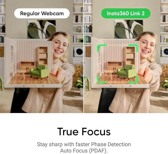 Insta360 Link 2 - PTZ 4K Webcam for PC/Mac, 1/2" Sensor, AI Tracking, HDR, AI Noise-Canceling Mic, Gesture Control for Streaming, Video Calls, Gaming, Works with Zoom, Teams, Twitch & More