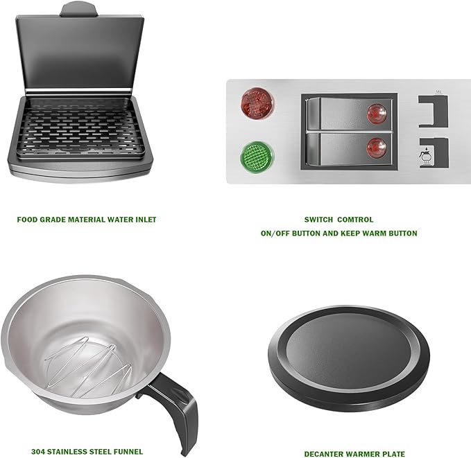 12-Cup Coffee Maker 1.8L Commercial Drip Coffee Maker Pour Over Coffee Machines with 2 Glass Carafes and 2 Warmers Plate Stainless Steel Coffee Brewer for Cofe Bar and Restaurant