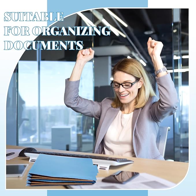 Skyygemm 24 Pcs Classification Folders Letter Size, 2 Pocket Dividers Pressboard File Folder with Fasteners, Expanding File Organizer Bulk for Teachers, Clergy, Office, Church, Christmas (Blue)