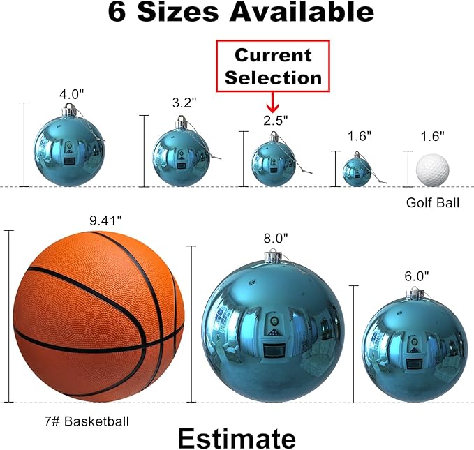GameXcel 18Pcs Christmas Balls Ornaments for Xmas Tree - Shatterproof Christmas Tree Decorations Medium Hanging Ball Sky Blue 2.5in x 18 Pack