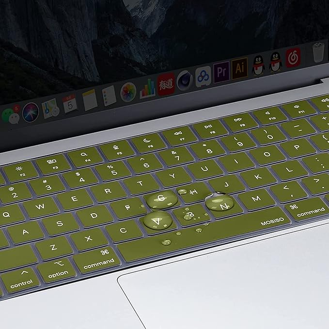 MOSISO Keyboard Cover Skin Compatible with MacBook Air 15 inch M3 A3114 M2 A2941/Air 13.6 A3113 A2681/Pro 14/16 M4 M3 M2 M1, Olive Green