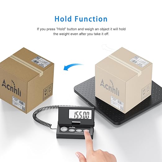 Shipping Scale,440lbs/1oz Ultra-Thin, Highly Accurate Foldable LCD Display with Tare Function Lightweight Postal Scale for Packages Warehouses, Homes, Offices, Including Manuals and Adapters