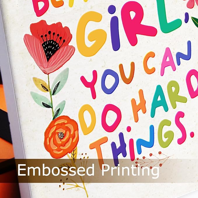 Inspirational Gifts for Teen Girls Women Birthday Christmas-Encouragement Gift Cheer Up Gifts for Friends-Motivational Sign Ceramic Plaque-Beautiful Girls You Can Do Hard Things Sign