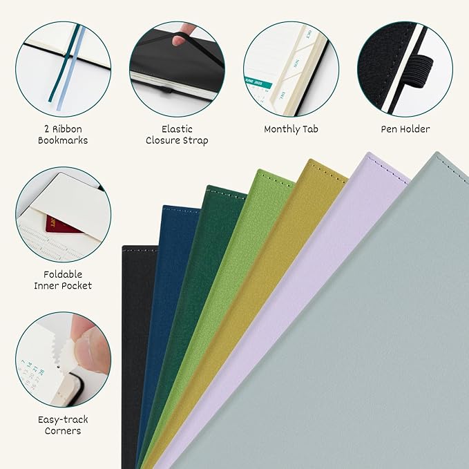 BEZEND 2026 Planner Weekly and Monthly (6" x 8.5"), 2-Column Calendar Book (Jul 25-Dec 26), Dual Schedule for Daily Appointment, Inner Pocket & Tabs, PU Leather Hardcover - Mustard