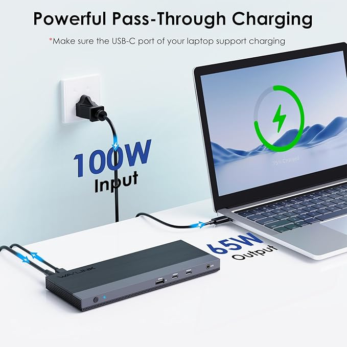 WAVLINK USB C Docking Station Dual Monitor Triple Display USB Type C to Dual HDMI Dock, 2 HDMI, DisplayPort, 100W PD3.0 for Laptop, Ethernet, 4 USB 3.0, 2 USB C, Audio