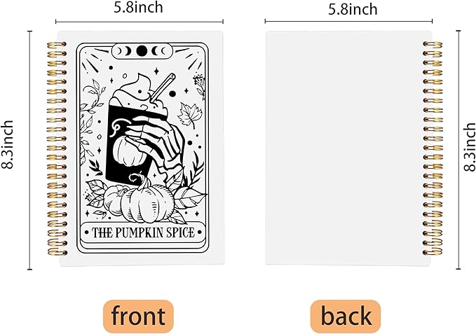 The Pumpkin Spice Tarot Journal Notebook - Coffee Lover Gifts, Tarot Lover Gifts, Gothic Goth Skeleton Notebook, Witchy Journal, Witchy Gifts, Gothic Office Supplies, Spiral Notebook 5.5x8.3