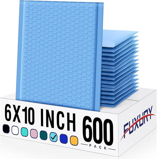 Fuxury Bubble Mailer 6x10" 600 Pack Light Blue,Self-Seal Adhesive Packaging Bags, Waterproof Poly Bubble Mailers Bulk, Mailing Evenploves Packaging For Jewelry, Cards, Makeup, CD, Small Business #0